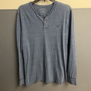 American Eagle Outfitters  Men's NAVY BLUE   Long Sleeve Henley Sz LT Large Tall